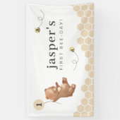 Eerste dag van de honingbijendag Beer Spandoek (Verticaal)