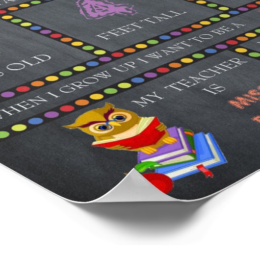 Eerste dag van de Kindergarten Sign GIRL, Chalkboa Poster (Hoek)