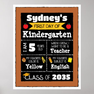 Eerste dag van de klas Tekens Student Art - Geel Poster