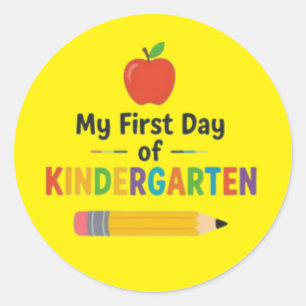 Eerste dag van de kleuterschool ronde sticker