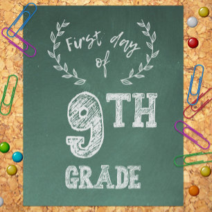 Eerste dag van de school, 1e dag van de 9e klas ee foto afdruk