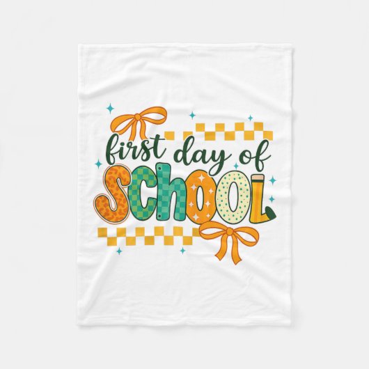 Eerste dag van de school Coquette Bow Terug naar s Fleece Deken (Voorkant)