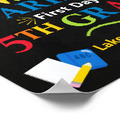 Eerste dag van de vijfde klas schoolbord - 5e klas poster (Hoek)
