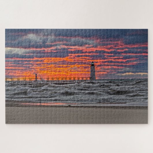 Eerste dag van de zonsondergang van de Herfst Legpuzzel (Horizontaal)