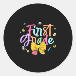 Eerste Dag Van Eerste Klas Coquette Strik Potlood Ronde Sticker