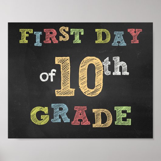 Eerste dag van het 10e Gradenbord — Chalkboard Poster (Voorkant)