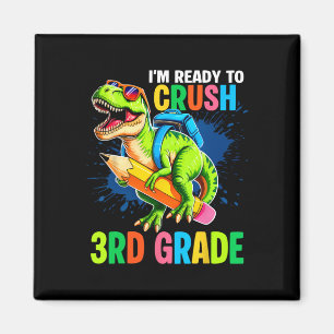 Eerste dag van het 3e leerjaar shirt jongens dinos magneet