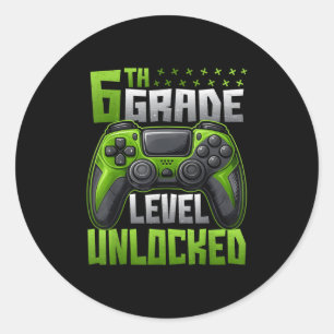 Eerste dag van het 6e klas niveau ontgrendeld teru ronde sticker
