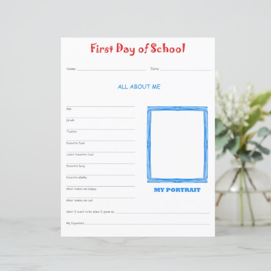 Eerste dag van het schoolinterview Print (Staand voorkant)