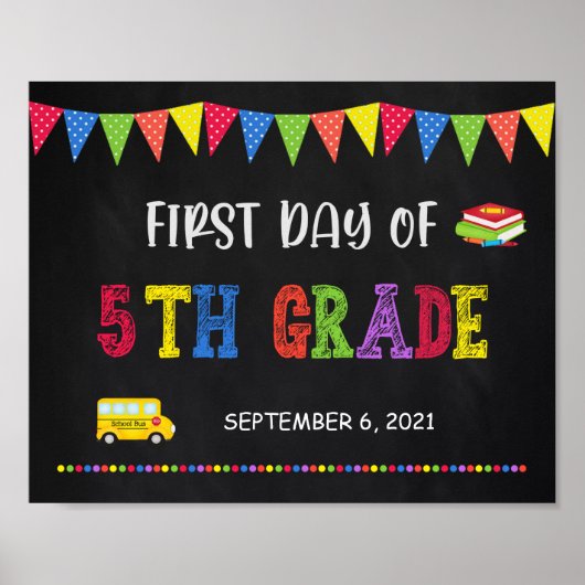 Eerste dag van het schoolteken | 5e graad Poster (Voorkant)
