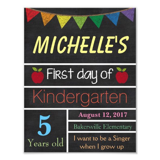 Eerste dag van het schoolteken, schoolbord foto afdruk (Voorkant)