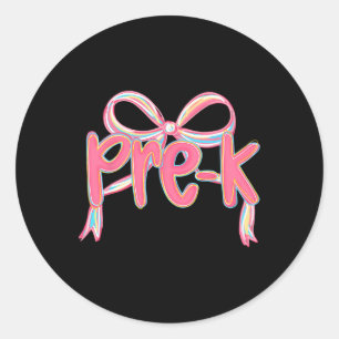 Eerste dag van pre-k bloemstuk voor leraar ronde sticker