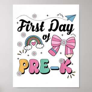Eerste dag van Pre-K Grade Pencil Teacher Girls Poster