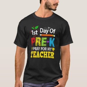 Eerste dag van prek bidden voor mijn leraar terug t-shirt