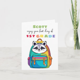 Eerste Dag Wasbeer Graad School Zoon Dochter Kaart