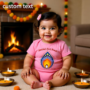 Eerste diwali van de baby met douanenaam style2 romper