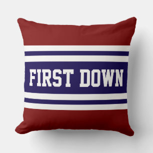 EERSTE DOWN Navy Diep Rood Witte Racing Strepen Kussen