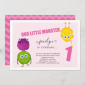 Eerste eerste uitnodiging van de eerste verjaardag (Voorkant / Achterkant)