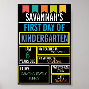 Eerste en laatste schooldag bord voor kinderen poster