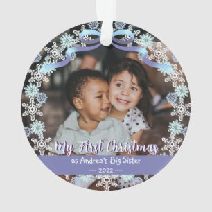 Eerste Erasmus oma Snowflakes Ribbon Light Blue Ornament