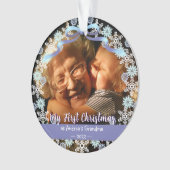 Eerste Erasmus oma Snowflakes Ribbon Light Blue Ornament (voorkant)