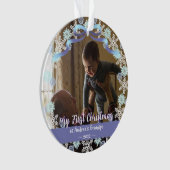 Eerste Erasmus opa Light Blue Paars Tone Snow Ornament (voorkant)