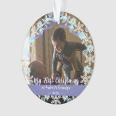 Eerste Erasmus opa Light Blue Paars Tone Snow Ornament (voorkant)