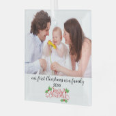 Eerste familie kerst aangepaste foto Ornament (Voorkant links)