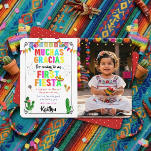 Eerste Fiesta Kleurrijke Mexicaanse 1e Verjaardag Bedankkaart