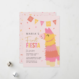Eerste Fiesta Meisje Verjaardag Uitnodiging · Roze
