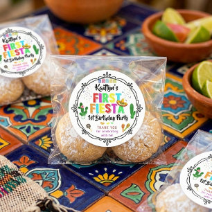 Eerste Fiesta Mexicaans 1e verjaardagsfeestje favo Ronde Sticker