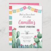 Eerste Fiesta verjaardagsfeest Cactus Uitnodiging (Voorkant / Achterkant)