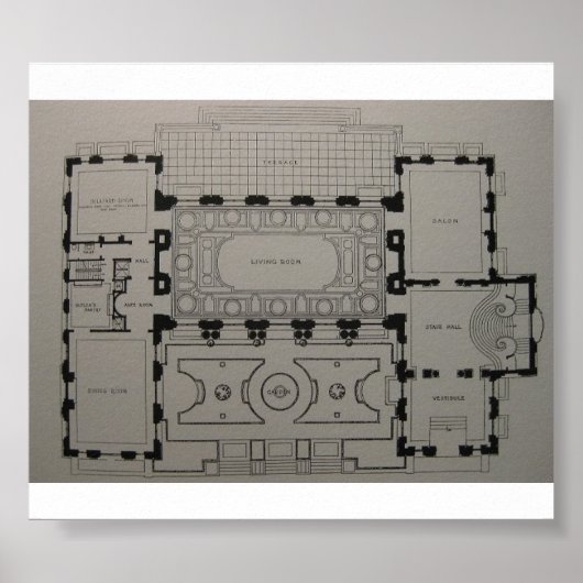 Eerste Floor Mansion Floor Plan Poster (Voorkant)