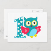 Eerste geboorte Happy Owl Briefkaart (Voorkant / Achterkant)