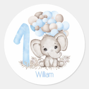 Eerste geboorte jongen die elephant in Blue Sticke Ronde Sticker