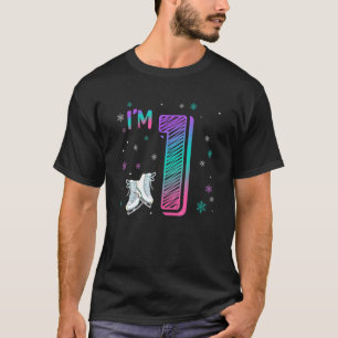 Eerste geboorte-meisje Cijfer Skating I am 1 Ice S T-shirt