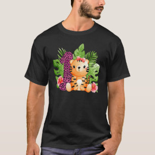 Eerste geboorte meisjes Tiger 1 jaar oud Safari Di T-shirt