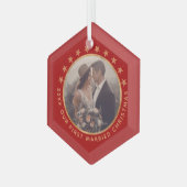  Eerste Gehuwd Kerstfeest Elegant Red Glas Ornament (Voorkant links)