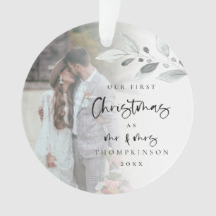 Eerste gehuwde kerstfoto Naam Jaar Ornament