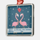 Eerste gehuwde kerstparen metalen ornament (Links)