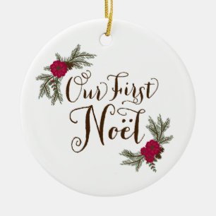 Eerste gepersonaliseerde kerstversiering keramisch ornament