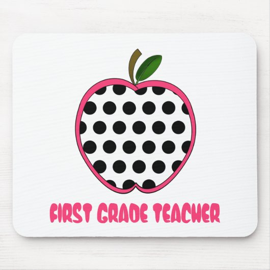Eerste graad leraar Polka Dot Apple Muismat (Voorkant)