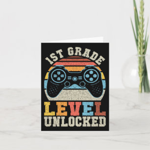 Eerste graad onvergrendelde gamer 1e dag school kaart
