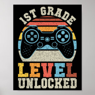 Eerste graad onvergrendelde gamer 1e dag school poster