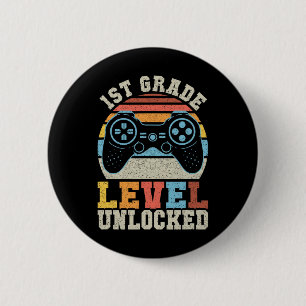 Eerste graad onvergrendelde gamer 1e dag school ronde button 5,7 cm