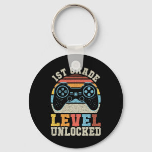 Eerste graad onvergrendelde gamer 1e dag school sleutelhanger