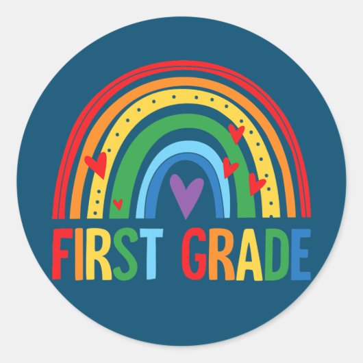Eerste graad Regenboog Terug naar schoolteam 1st Ronde Sticker (Voorkant)
