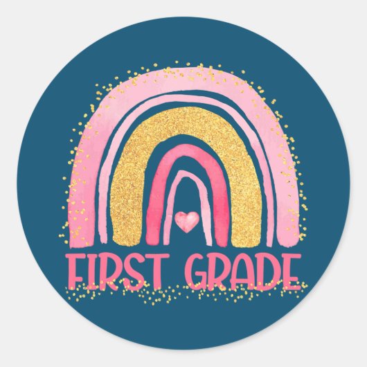 Eerste graad Regenboogregenboog Waterverf leraar K Ronde Sticker (Voorkant)