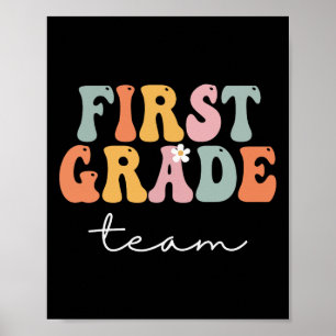 Eerste graad Team Retro Groovy Vintage eerste dag Poster