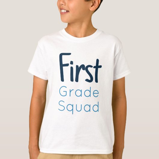 Eerste Grade Squad Tinten van Blauwe Tekst T-shirt (Voorkant)